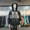New Design Sample Custom Distressed Applique Patch Letter Two Pieces Sweatpants and Hoodie Sets Acid Washed Tracksuit for Men