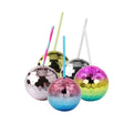 New BPA-Free Reusable Glitter Disco Ball Tazas Plastic Light Christmas Party Straw Tumbler Personalized Mugs