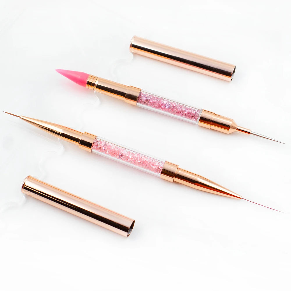 100% Brand New Superior Quality Nail Art Brushes Double Ended Nail Dotting Tool Pen Nail Rhinestone Handle