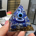 Factory Direct 6cm Evil Eye Customizable Orgone Pyramid Carved Crystal Pyramids Ornament Energy Healing Meditation Colorful