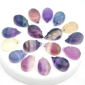 Wholesale Natural Crystal Hedgehog Animal Carvings Dream Rainbow Fluorite Crystal Hedgehog for Healing