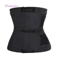 NANBIN Black Double Belts Latex Underbust Waist Cinchers 9 Steel Bones Corset Support Padded Buttocks Plus Size Breathable
