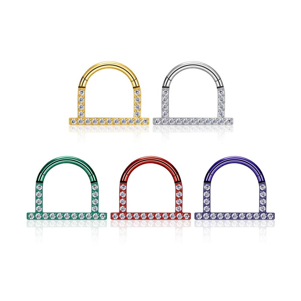 316L Surgical Steel Nose Rings Hoop Hinged Clicker Stainless Steel Nose Rings Helix Cartilage Daith Tragus Body Piercing Jewelry