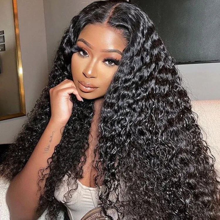 Glueless Raw Brazilian Virgin Water Wave Human Hair Lace Closure Wig Wet and Wavy 150%  Density Lace Front Human Hair Wigs