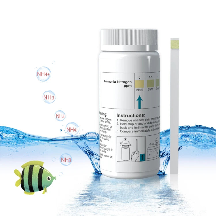 Ammonia Nitrogen test Strip Aquarium for tank Fresh Water and Sea Water 30seconds!