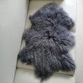 Large Real Mongolian Lamb Fur Throw Pillow Set High Pile Long Curly Fibers Luxury Tibetan Sheepskin Rug