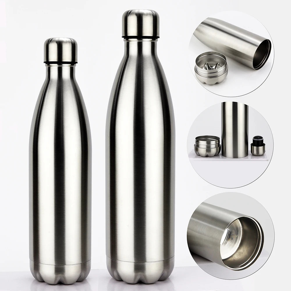 FX Factory 750ml Vacuum Bottle Containable Water Bottles Stainless Steel Insulated Cola Water Flask with Money Protein Storage MegaBDM