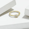 Rainbowking S925 Sterling Silver Two-Strands Rope Knot Twist Ring Simple Luxury Wedding Party Wear Fine Jewelry Ring