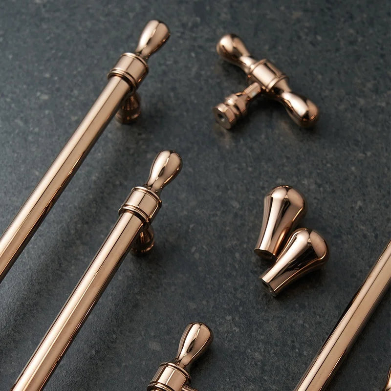 Hot Sale Brass Kitchen Cabinet Rose Gold Handle Pulls Drawer Knobs