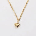 18K Gold Plated Stainless Steel Heart Pendant Necklace With Figaro Chain