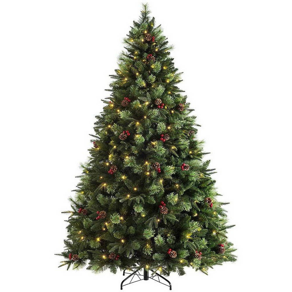 SHUANGYUAN Hot Sale Green Pre-lit PVC+PET Mixed Hinged Luxury Indoor Christmas Tree