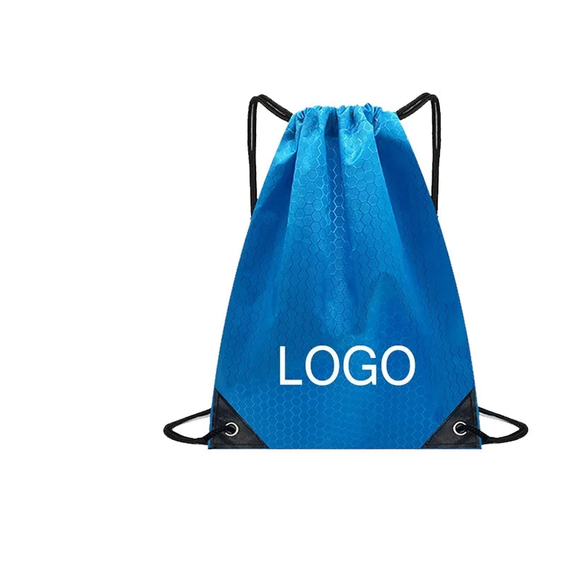 PVC Polyester Simple Portable Outdoor Sports Waterproof Nylon Cloth Drawstring Backpacks Student Football and Basketball Bags