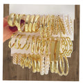 18Pcs/Set Gold Color Square Pearl Multi Layer Twisted Design Hoop Earring Set for Women Jewelry