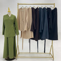 2025 New Women Abaya Designs Traditional Muslim Clothing 2pcs Set Kimono Open Abaya Skirt Set Dubai Abaya Plain Modest Clothing