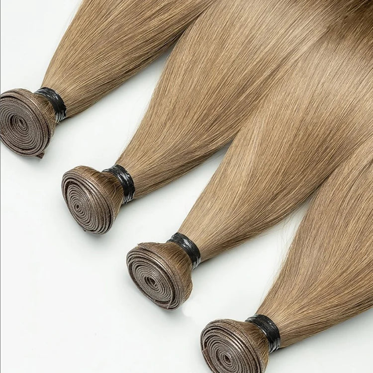 Breathable Silky European Raw Hair Genius Weft Hair Extensions 50g Per Strand One Donor 60 Color Double Drawn Hand Tied Weft