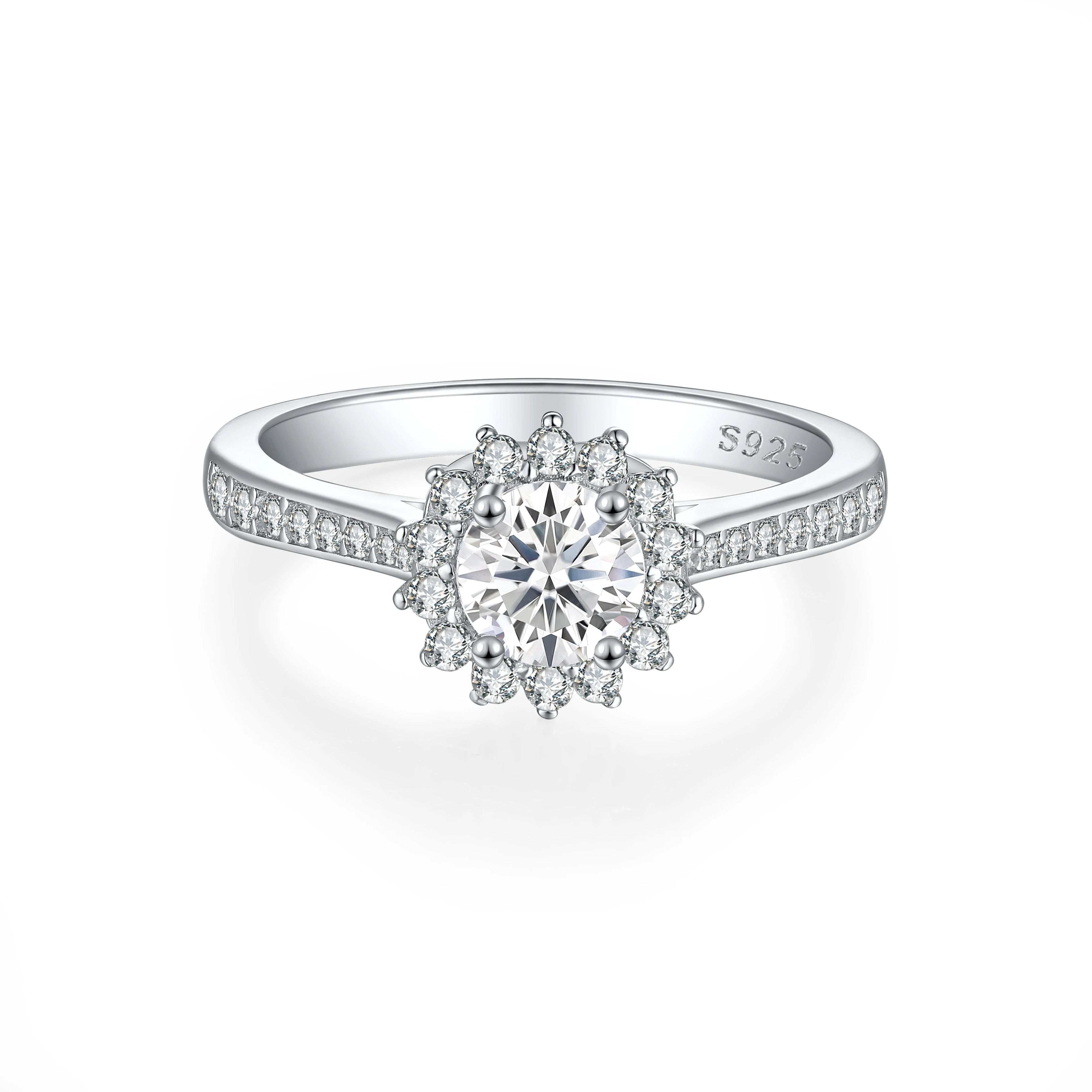 In Stock Wholesale 925 Silver Minimalist Engagement Custom Rings for Women Bling Luxulry Eternity Diamond Wedding Ring
