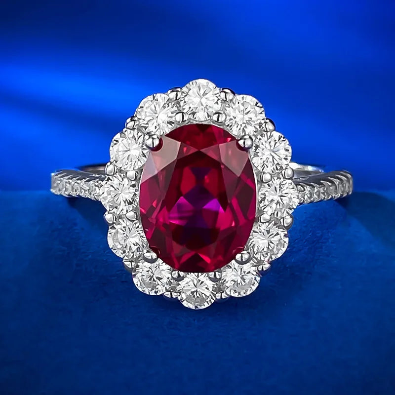 Classic Lab-Created Pigeon Blood Red Oval Zirconia Ring by Jewelry Manufacturer