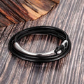 MECYLIFE Men's Bracelet Personalized Genuine Leather Multi Layers Leather Bracelet