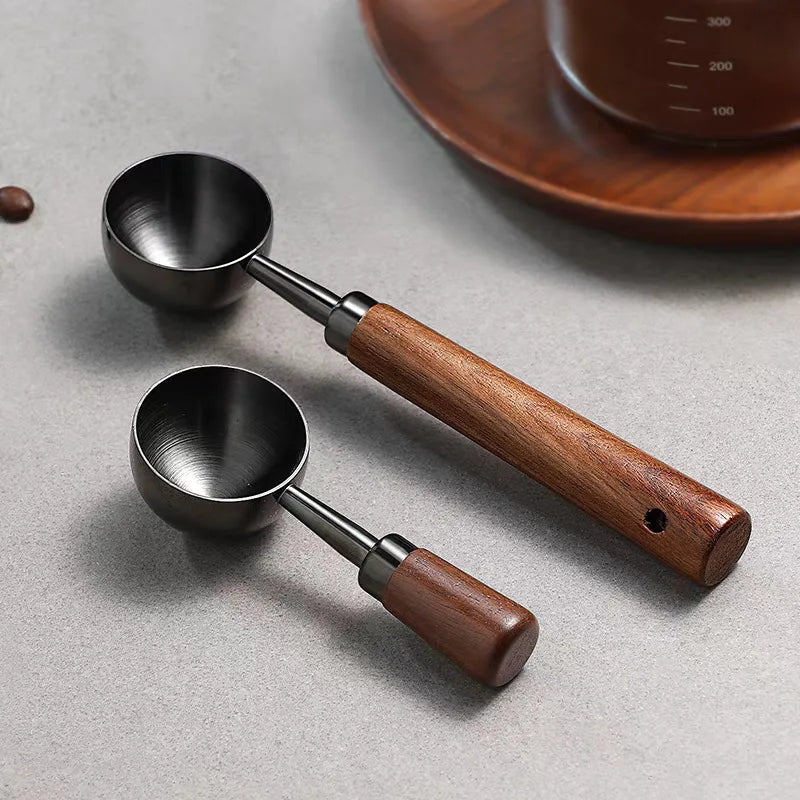 304 Stainless Steel Measuring Spoon Beech Handle 15ml Capacity Household Kitchen Baking Tool for Tea Coffee Bean Milk Powder