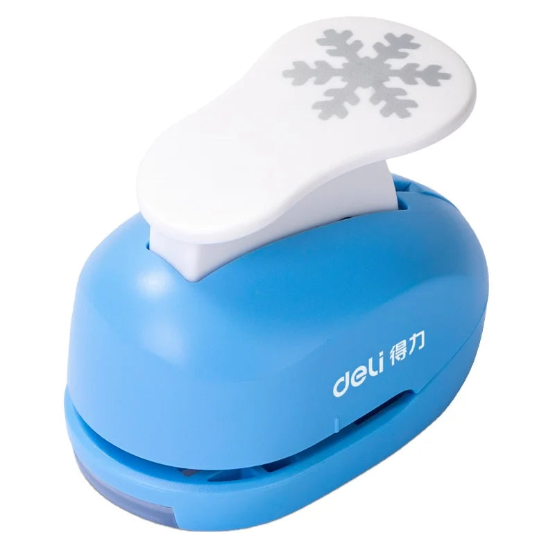 Deli TA903 2.5cm Embossing Device Blue Snowflake Pattern Paper Presser Manual Diy Punch for School Gifts 144pcs Per Carton Set