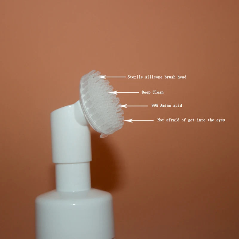 Facial Cosmetic Packaging 100ml Pet Liquid Dispensers Soap Foam Pump Bottle With Brush