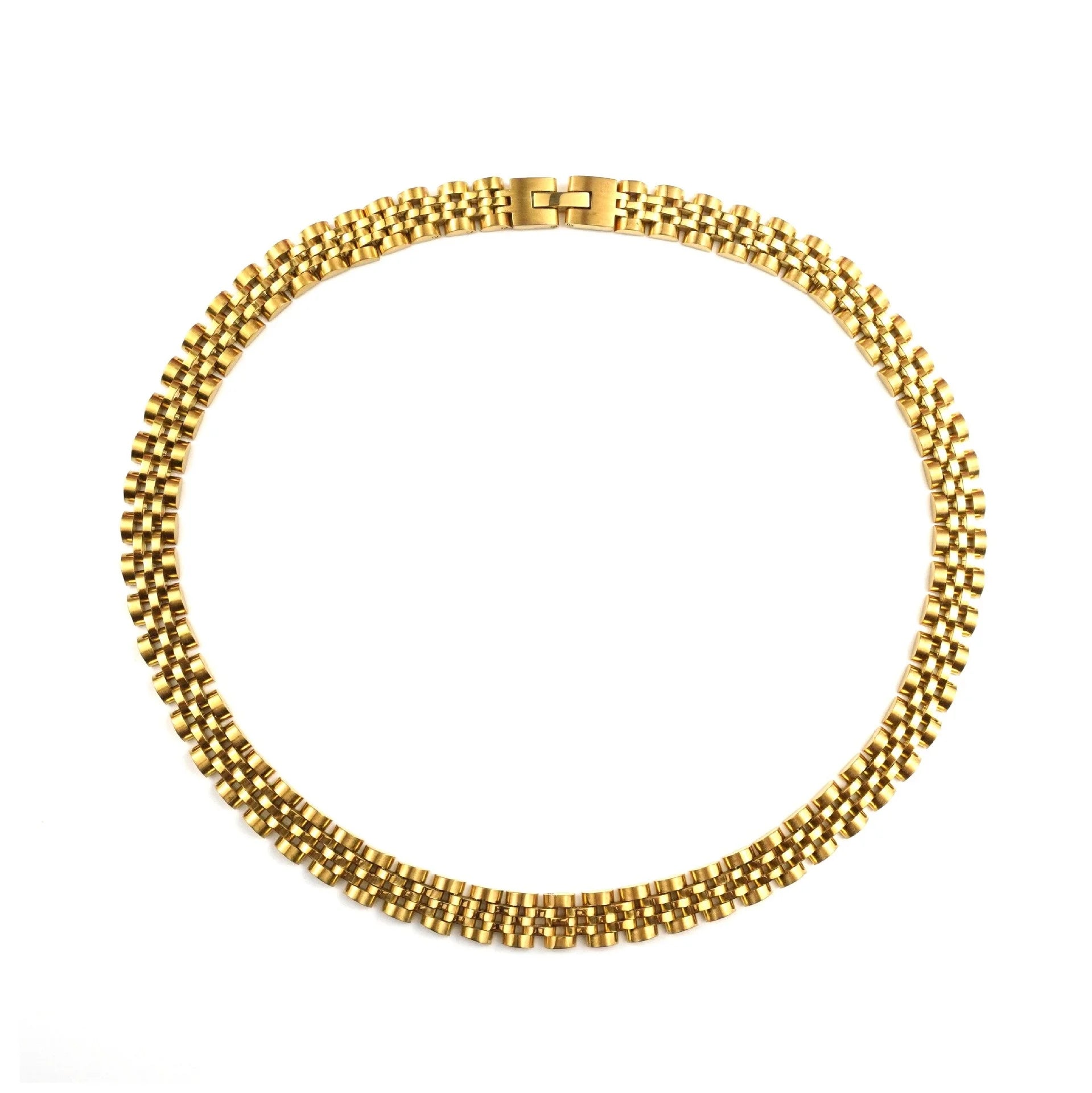 Real U Fashion Gold Plated Stainless Steel Zircon Statement Necklace for Women Classic Christian Accessories for Teenagers