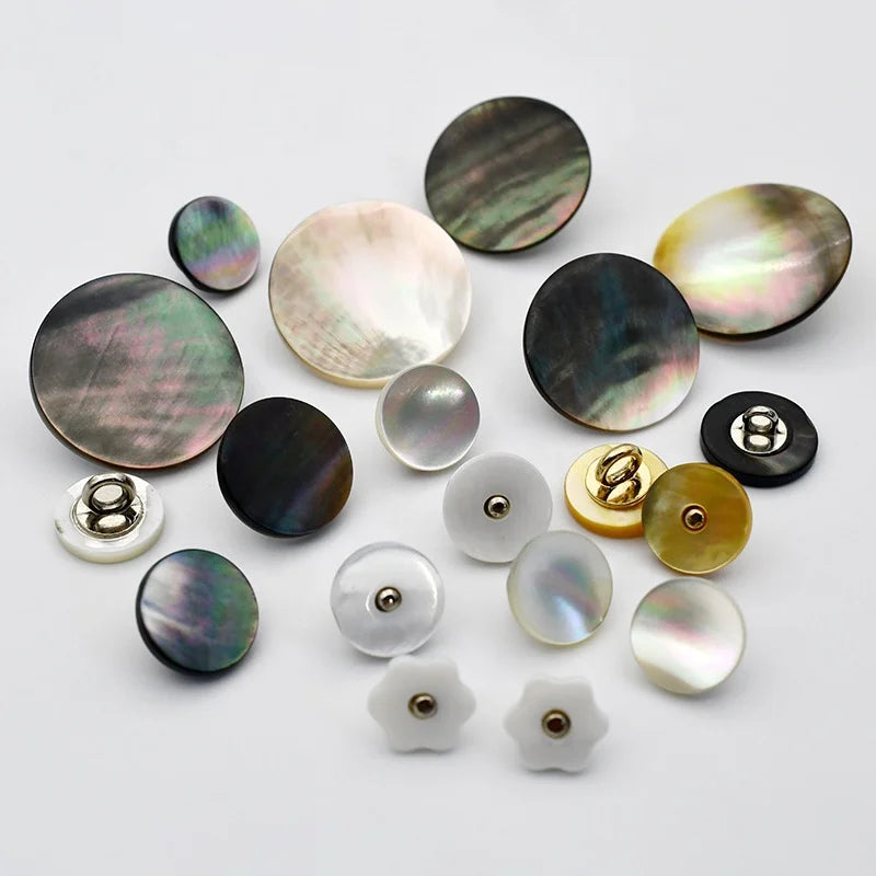 10MM 11.5MM 12.5MM 15MM 18MM 20MM 23MM 25MM Mother of Shell Pearl Alloy Hand Sewing Sew Shank Button