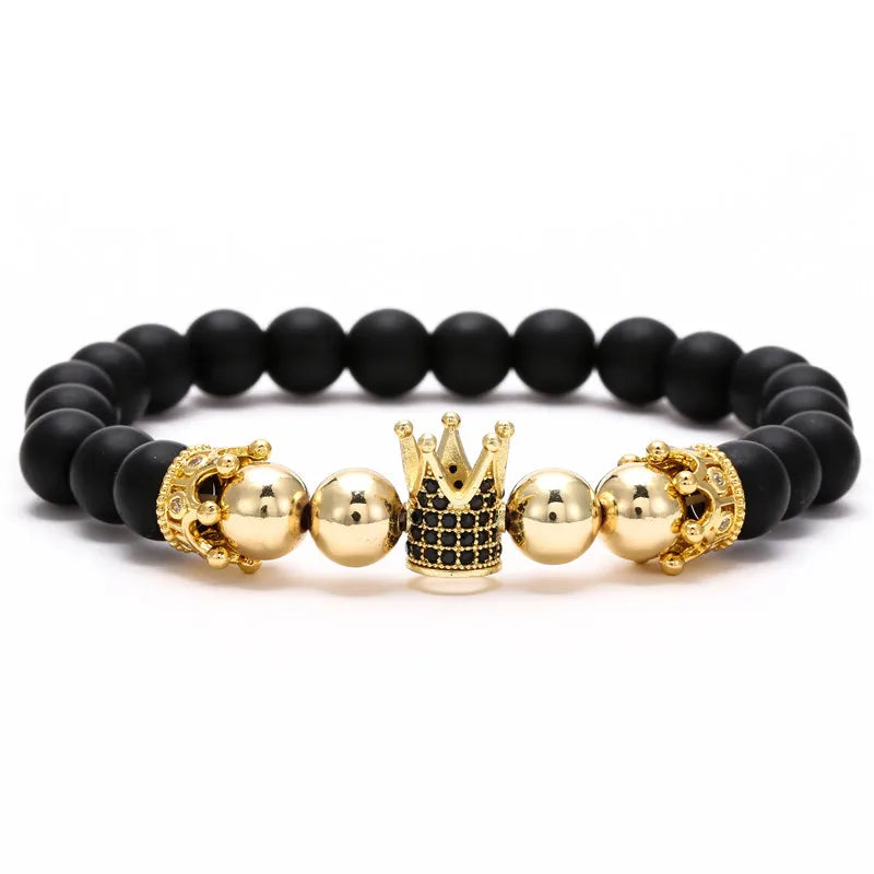 Fashionable Jewelry Handmade Natural Stones and Crystal Bracelet for Women and Men Romantic Crown Bracelet