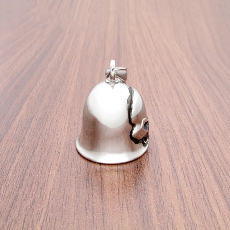 High Quality Retro Punk Men's Motorcycle Stainless Steel Indian Skull Pendant Necklace Riding Exorcism Bell Keychain Jewelry