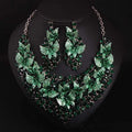 Women's Wedding Jewelry Set Stunning Rhinestone Crystal Teardrop Bridal Necklace Earrings Set