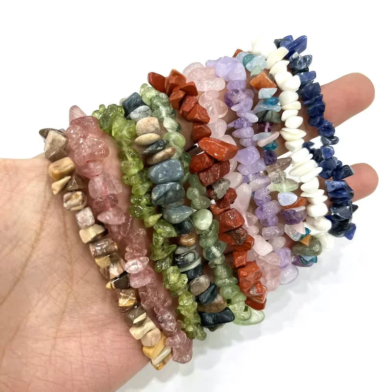 Natural Crystal Gravels Chips Tumbled Stones Quartz Gemstone Gravel Chip Bead with Holes Hole for Necklace and Bracelets Making