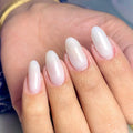 Hot Sale Medium Round White Salon Gel Press on Nails Spring Nails Fake Artificial Fingernails Shinning DIY Dark Press Ons
