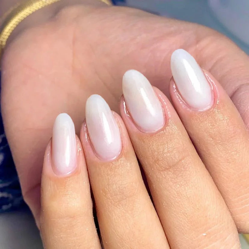 Hot Sale Medium Round White Salon Gel Press on Nails Spring Nails Fake Artificial Fingernails Shinning DIY Dark Press Ons