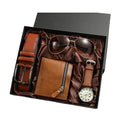 Valentine's Day Gift Exquisite Wallets Box Watch+wallet +belt +glasses 4 Pcs Combination Men's Wallet Set