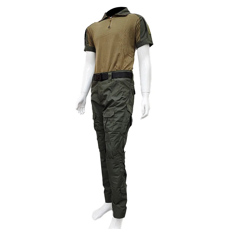 Sturdyarmor Men's Tactical Training Jacket & Pant Set-High Strength Camouflage Polyester/Cotton Outdoor Uniform
