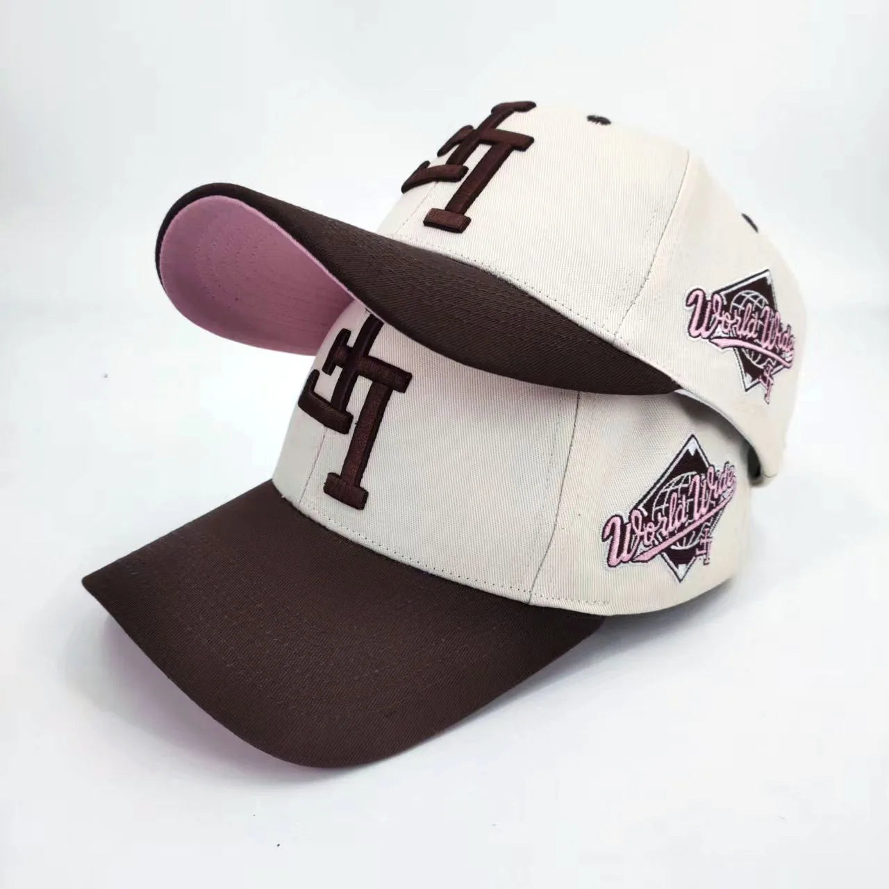 3D Embroidered Letters 6 Panel Mid Profile Baseball Cap Customized Side Back Snapback Embroidery Cotton Two Tone Baseball Caps