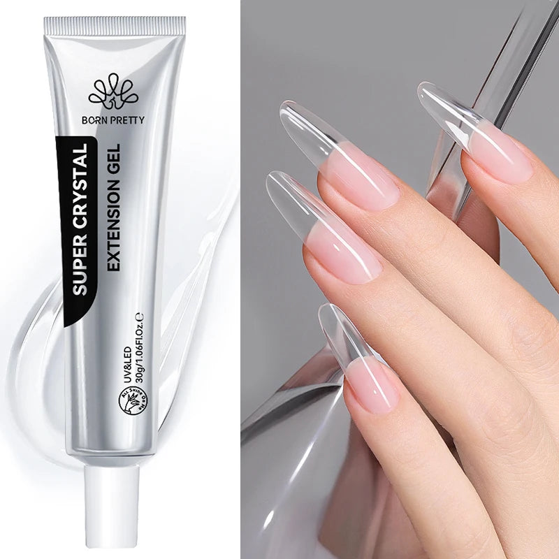BORN PRETTY 30g High Transparency Acrylic Extension Poligel Private Label Clear Poly Nail Gel for Nails Build and Extend in Tube