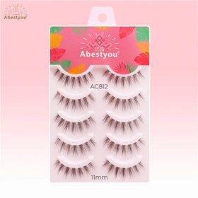 Abestyou Customized Logo Clear Band Synthetic Hair Handmade High Quality 3D Natural Style False Eyelashes with Boxes