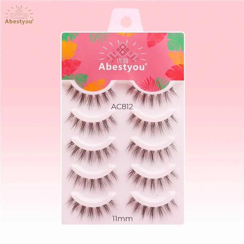 Abestyou Customized Logo Clear Band Synthetic Hair Handmade High Quality 3D Natural Style False Eyelashes with Boxes MegaBDM