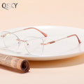 Jiuling Eyewear Custom Frameless Cat Eye Myopia Optical Lens Spectacles Rimless Anti Blue Light Eyeglasses for Women Student