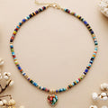 New Fashion Luxury Rainbow Chakra Heart Charm Pendant Stone Choker Necklace for Gift