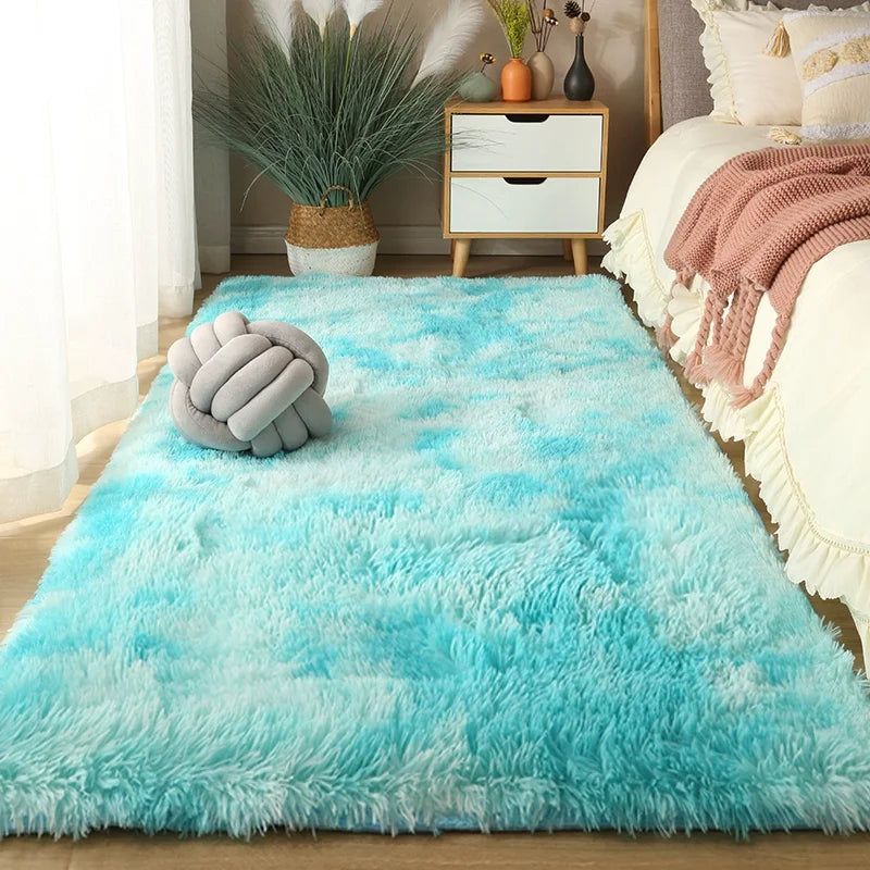 Modern Luxury Shaggy Carpet Bed Mat Thickened Polyester Cushioned Technics PET Friendly Stain Resistant Anti-Slip Backing for
