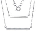 Double Layer Necklace Cubic Zirconia Sterling Silver Choker Jewelry Inlaid Bar Pendant Necklace for Women Girls Gifts