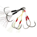 YOUME High Carbon Steel Barbed Jig Hooks with Feather Pike Hooks 10/lot Slow Jigging Assist for Carp