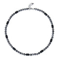 Cross-Border Vintage 6mm Volcanic Stone Beaded Necklace for Men & Women Blue Map Stone Clavicle Chain Retro Fashion Style