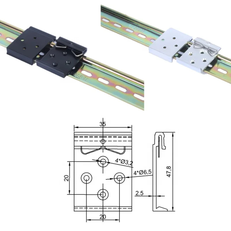 Aluminum Guide Rail Snap Hook Mounting Bracket-DIN Rail Installation Accessory