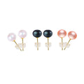 925 Silver Gold Plated Simple Stud Earrings Natural Freshwater 6-7mm Colourful Pearl Women's Everyday Outfit