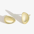 Minimalism Tiny Oval Stud Earring Water Drop 925 Sterling Silver Jewellery Platinum Plated Irregular Concave Geometry Earrings