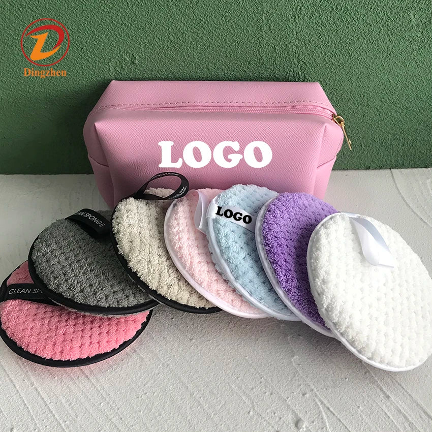 Microfiber Beauty Facial Cleaning Skin Care Makeup Cotton Pads Face Cloth Makeup Sponge Puff Clean Make up Remover Pads Set