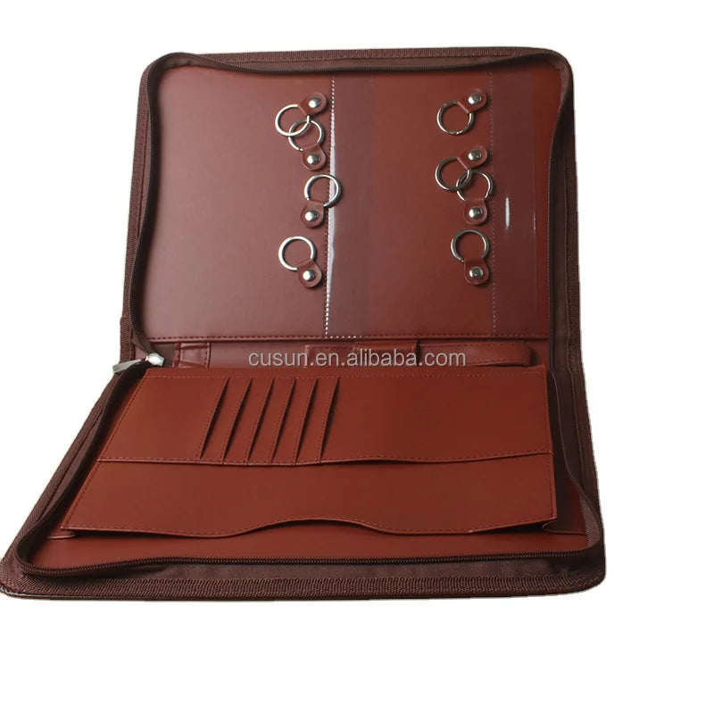 Wholesale Custom Portable PU Leather Key Case 8-Key Hooks Zippered Key Case Car Key Organizer Holder